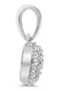 ESTATE .26CT DIAMOND 14KT WHITE GOLD 3D CLASSIC CLUSTER FLOWER FLOATING PENDANT