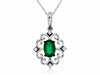 ESTATE .48CT DIAMOND & AAA EMERALD 14KT WHITE GOLD MULTI HEART OVAL NECKLACE