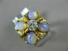 ESTATE WIDE .14CT DIAMOND & AAA OPAL 14K YELLOW GOLD 3D MATTE SHINY 5 STONE RING