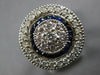 LARGE 1.87CT DIAMOND & SAPPHIRE 18K WHITE GOLD ROUND FILIGREE LOVE RING #27029
