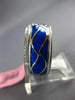 WIDE .30CT DIAMOND & BLUE ENAMEL 18K WHITE GOLD A INITIAL MULTI LEAF ETOILE RING