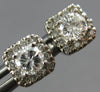 ESTATE .50CT DIAMOND 14K WHITE GOLD 3D CLASSIC ROUND SQUARE HALO STUD EARRINGS
