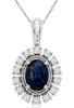 1.07CT DIAMOND & AAA SAPPHIRE 14KT WHITE GOLD 3D OVAL FLOWER FLOATING PENDANT