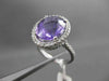ESTATE LARGE 7.28CT DIAMOND & AAA AMETHYST 14KT WHITE GOLD 3D FILIGREE HALO RING