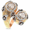 LARGE 3.81CT WHITE & MULTI COLOR DIAMOND 18KT ROSE & BLACK GOLD SNAKE FUN RING