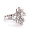 LARGE 2.27CT DIAMOND 18KT WHITE GOLD 3D MULTI SHAPE DOUBLE FLOWER COCKTAIL RING