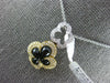 .23CT DIAMOND & AAA ONYX 14KT 2 TONE GOLD 4 LEAF CLOVER FLOWER FLOATING PENDANT