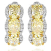 WIDE 3.51CT WHITE & FANCY YELLOW DIAMOND 18KT TWO TONE GOLD 3D HANGING EARRINGS