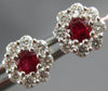 ESTATE .63CT DIAMOND & AAA RUBY 14KT WHITE GOLD 3D CLASSIC FLOWER STUD EARRINGS