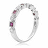 ESTATE .56CT DIAMOND & AAA RUBY 14K WHITE GOLD FILIGREE WEDDING ANNIVERSARY RING