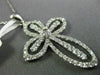 ESTATE LARGE 1.15CT DIAMOND 18KT WHITE GOLD 3D FLOWER CROSS FLOATING PENDADNT