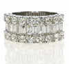 LARGE 2.53CT DIAMOND 18KT WHITE GOLD 3D ROUND & BAGUETTE 3 ROW ANNIVERSARY RING