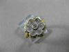 ANTIQUE WIDE .20CT DIAMOND & AAA WHITE QUARTZ 18K 2 TONE GOLD FLOWER RING #21715