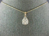 ESTATE LARGE .97CT DIAMOND 18KT ROSE GOLD 3D CLUSTER TEAR DROP FLOATING PENDANT