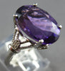 LARGE 8.02CT DIAMOND & AAA AMETHYST 14KT WHITE GOLD OVAL & ROUND FILIGREE RING