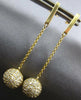 ESTATE .32CT DIAMOND 14KT YELLOW GOLD 3D ROUND CLASSIC BALL HANGING EARRINGS