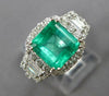 LARGE 3.67CT DIAMOND & AAA EMERALD 14KT WHITE GOLD HALO FILIGREE ENGAGEMENT RING