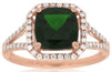ESTATE 2.45CT DIAMOND & AAA GREEN GARNET 14KT ROSE GOLD OCTAGON ENGAGEMENT RING