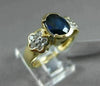ESTATE WIDE .80CT DIAMOND & AAA SAPPHIRE 14KT 2 TONE GOLD SEMI BEZEL FLOWER RING