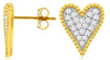 ESTATE .41CT DIAMOND 14KT YELLOW GOLD ROUND PAVE HEART SHAPE LOVE STUD EARRINGS