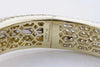 27.47CT WHITE FANCY YELLOW DIAMOND & AAA EMERALD 18K 2 TONE GOLD BANGLE BRACELET