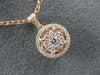 ESTATE .50CT DIAMOND 18KT ROSE GOLD 3D CLUSTER FLOWER HALO CLASSIC PENDANT