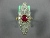 ANTIQUE EXTRA LARGE 4.25CT OLD MINE DIAMOND & AAA RUBY 18KT 2 TONE GOLD FUN RING