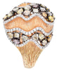 LARGE 3.7CT WHITE & MULTI COLOR DIAMOND 18KT ROSE GOLD MULTI SHAPE WAVE FUN RING