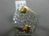 ESTATE LARGE 1.65CT DIAMOND 18KT WHITE & YELLOW GOLD 3D PAVE SQUARE FUN RING 995
