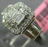 ESTATE 1.04CT ROUND & BAGUETTE DIAMOND 18KT WHITE GOLD CLUSTER SQUARE HALO RING