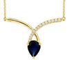 1.54CT DIAMOND & AAA SAPPHIRE 14K YELLOW GOLD 3D PEAR SHAPE CRISS CROSS NECKLACE
