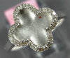 ESTATE .20CT DIAMOND 14K WHITE GOLD 4 LEAF CLOVER FLOWER MATTE & SHINY LOVE RING