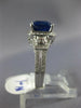 ESTATE LARGE 4.12CT DIAMOND & AAA SAPPHIRE 14KT WHITE GOLD HALO ENGAGEMENT RING