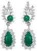 EXTRA LARGE 33.0CT DIAMOND & AAA EMERALD PLATINUM 3D FLORAL TEAR DROP EARRINGS