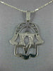 ESTATE LARGE 14KT WHITE GOLD CLASSIC STAR OF DAVID HAMSA FLOATING PENDANT #2734