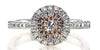 ESTATE .69CT WHITE & PINK DIAMOND 18K WHITE & ROSE GOLD CLASSIC FLOWER LOVE RING
