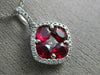 ESTATE 2.10CT DIAMOND & AAA RUBY 18KT WHITE GOLD SQUARE FLOWER FLOATING PENDANT