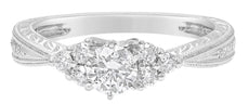 ESTATE .74CT DIAMOND 14KT WHITE GOLD 3D CLASSIC ROUND FILIGREE ENGAGEMENT RING