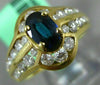 ESTATE .80CT DIAMOND & AAA SAPPHIRE 14KT YELLOW GOLD 2 ROW OVAL ENGAGEMENT RING