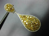 LARGE GIA 11.52CT WHITE & FANCY YELLOW DIAMOND 18K GOLD CLUSTER HANGING EARRINGS