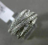 ESTATE WIDE 1.13CT DIAMOND 18KT WHITE GOLD 3D MULTI ROW CRISS CROSS FUN RING