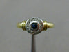 ESTATE .20CT DIAMOND & AAA SAPPHIRE 14KT TWO TONE GOLD 3D HALO BEZEL RING #26337