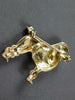 ANTIQUE LARGE .02CT OLD MINE DIAMOND 14K YELLOW GOLD POODLE DOG BROOCH PIN 27039