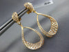 ESTATE 1.09CT DIAMOND 18KT ROSE GOLD 3D OPEN TEAR DROP PAVE HANGING EARRINGS