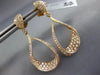 ESTATE 1.09CT DIAMOND 18KT ROSE GOLD 3D OPEN TEAR DROP PAVE HANGING EARRINGS