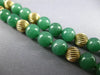 ANTIQUE AAA GREEN JADE 14KT YELLOW GOLD 3D CLASSIC BEADED 2 ROW BRACELET #2631