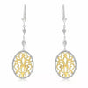 .65CT DIAMOND 14KT 2 TONE GOLD 3D OVAL OPEN FILIGREE LEVERBACK HANGING EARRINGS
