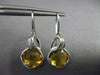 ESTATE 6.96CT DIAMOND & AAA CITRINE 14KT WHITE GOLD SQUARE LEAF HANGING EARRINGS