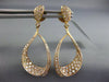 ESTATE 1.09CT DIAMOND 18KT ROSE GOLD 3D OPEN TEAR DROP PAVE HANGING EARRINGS