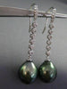 ESTATE LARGE .36CT DIAMOND 18KT WHITE GOLD AAA TAHITIAN PEARL ELONGATED EARRINGS